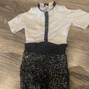 USED: Revolution Black/White Sequined Biketard #114987